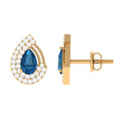 2 CT London Blue Topaz and Diamond Teardrop Stud Earrings London Blue Topaz - ( AAA ) - Quality - Rosec Jewels