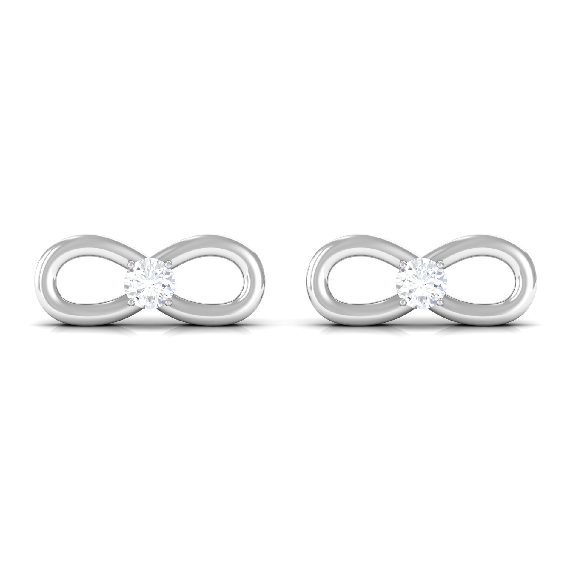 Infinity Stud Earrings for Women with Moissanite Moissanite - ( D-VS1 ) - Color and Clarity - Rosec Jewels