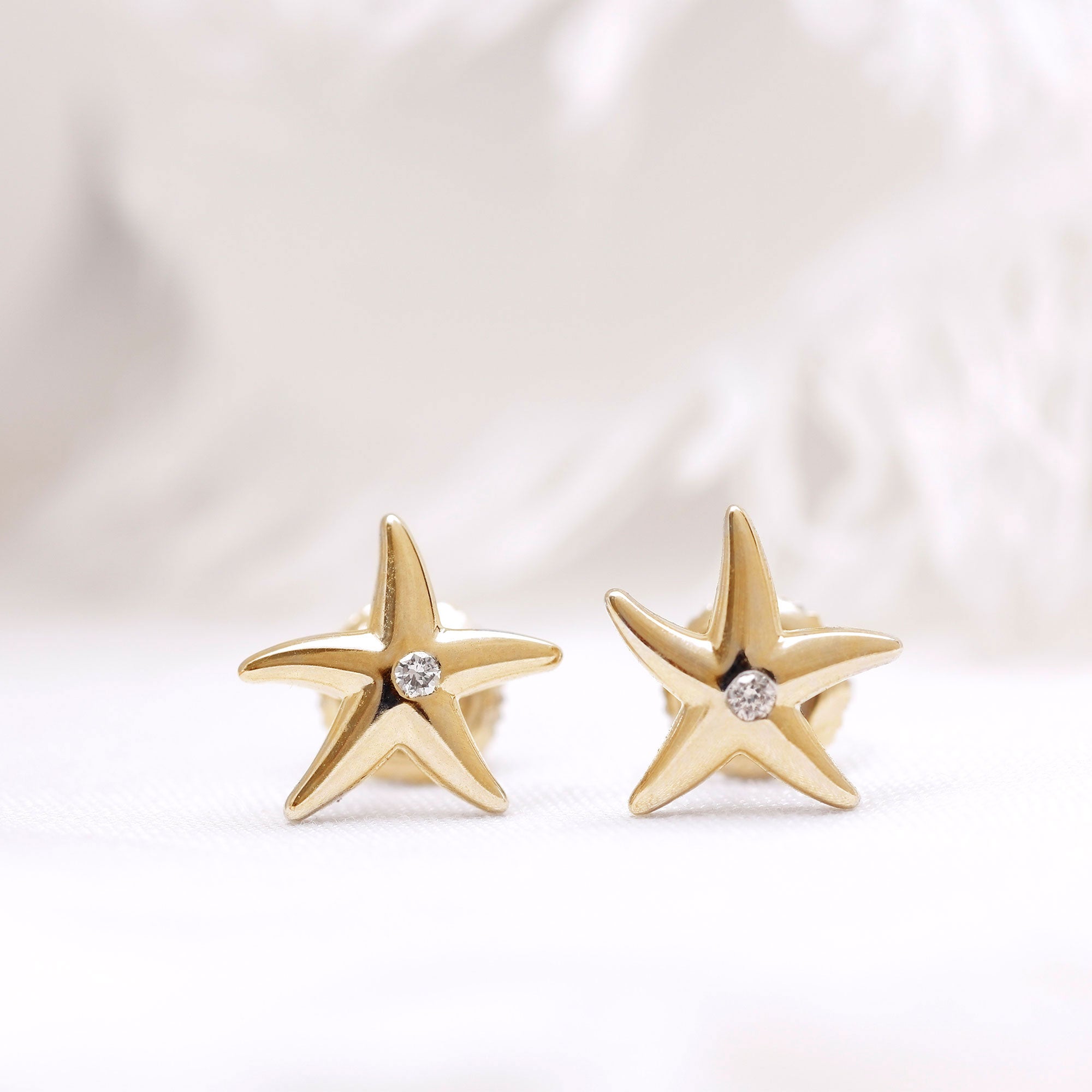 Diamond Starfish Stud Earrings for Women Diamond - ( HI-SI ) - Color and Clarity - Rosec Jewels