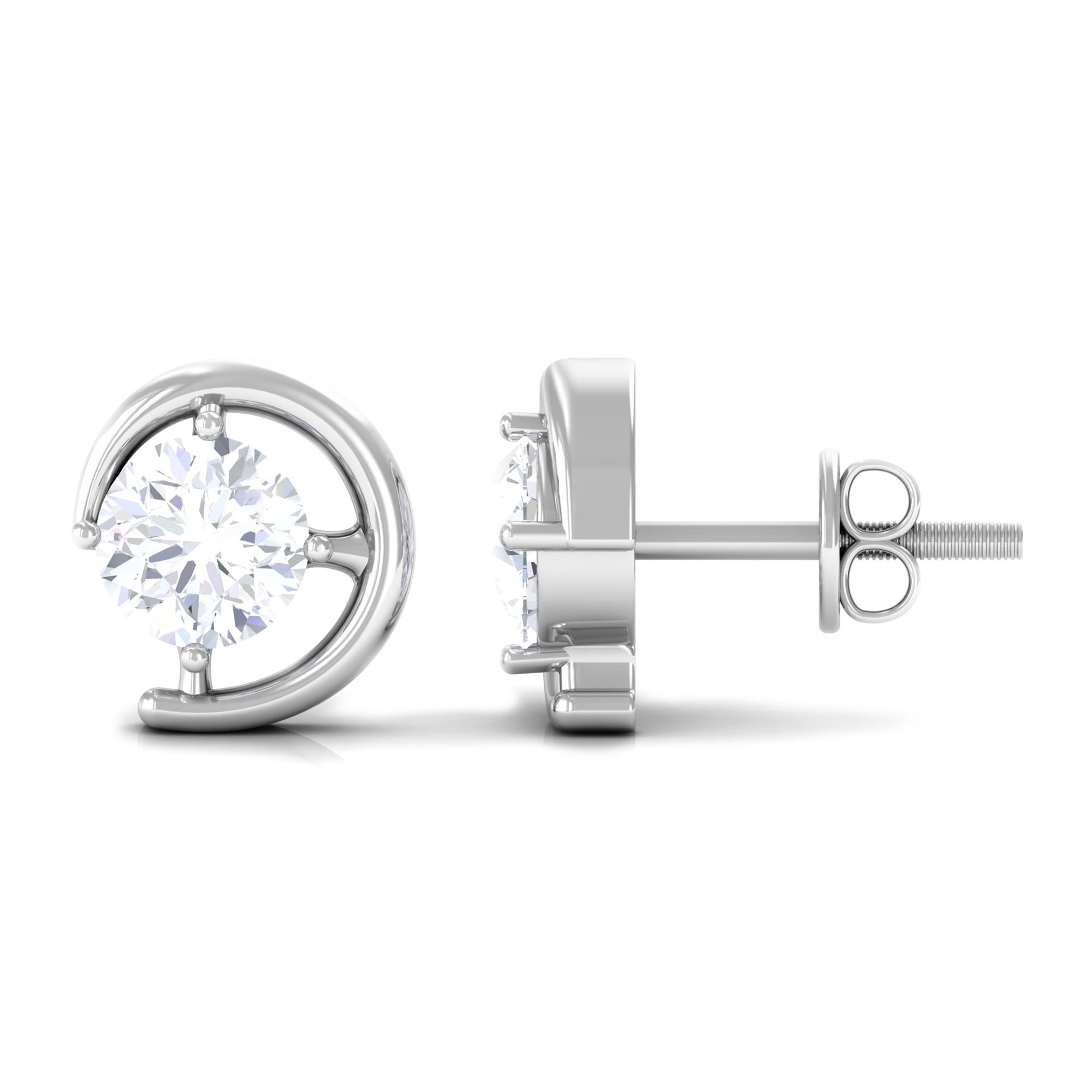 1/2 CT Certified Zircon Solitaire Stud Earrings in Prong Setting Zircon - ( AAAA ) - Quality - Rosec Jewels