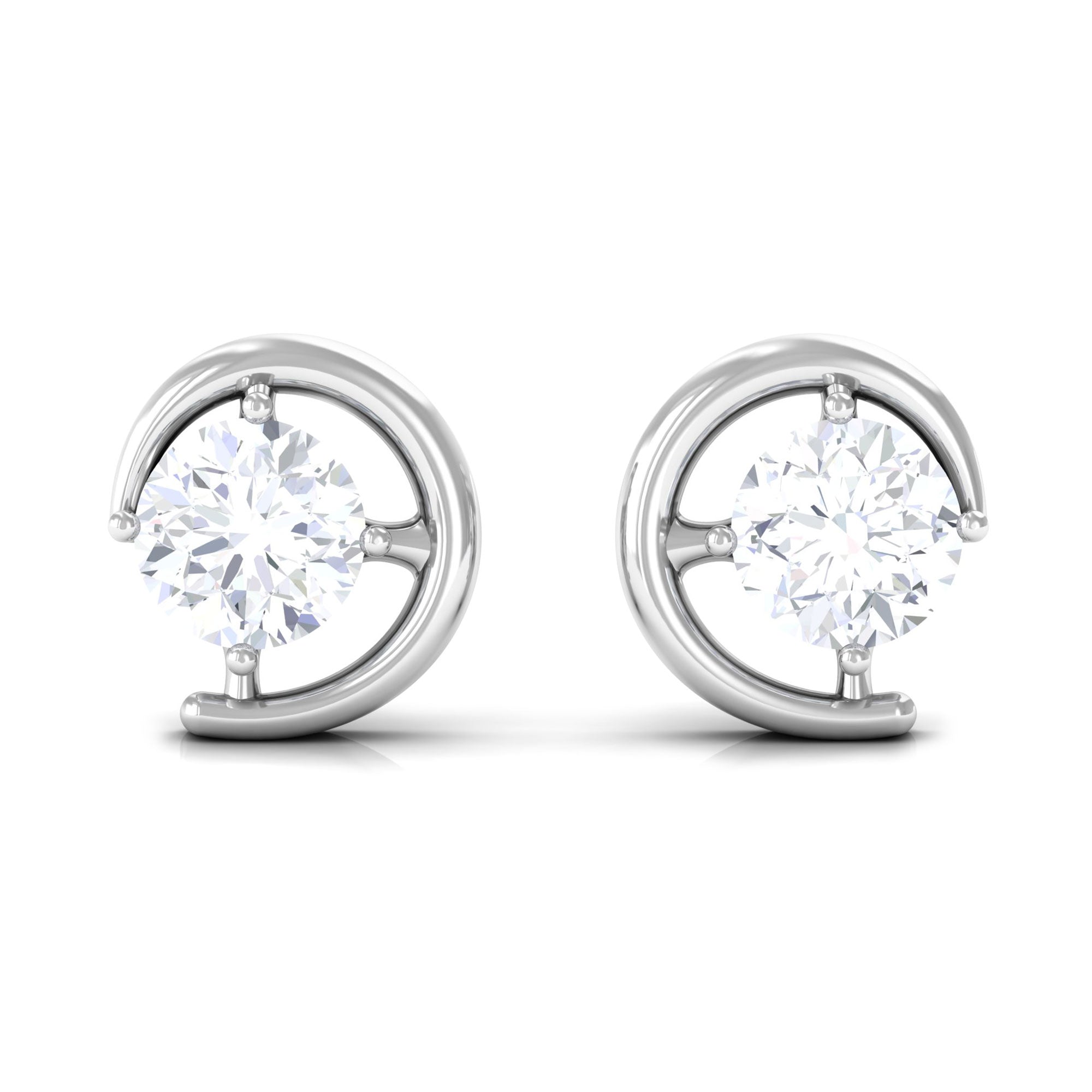 1/2 CT Certified Zircon Solitaire Stud Earrings in Prong Setting Zircon - ( AAAA ) - Quality - Rosec Jewels