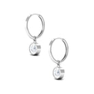 1/2 CT Bezel Set Round Zircon Hinged Hoop Earrings Zircon - ( AAAA ) - Quality - Rosec Jewels