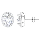 1.75 CT Oval Cut Cubic Zirconia Halo Stud Earrings Zircon - ( AAAA ) - Quality - Rosec Jewels