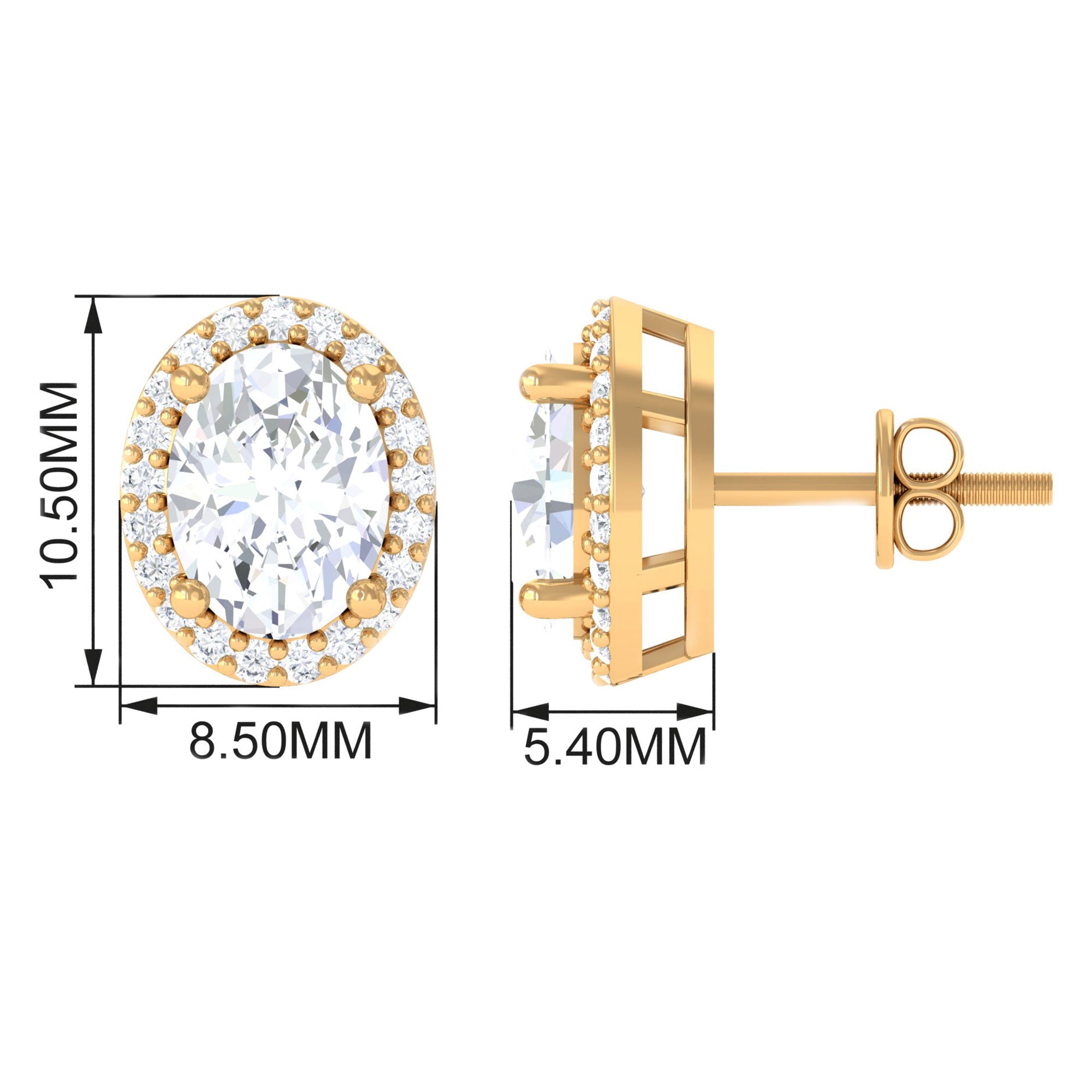 1.75 CT Oval Cut Cubic Zirconia Halo Stud Earrings Zircon - ( AAAA ) - Quality - Rosec Jewels