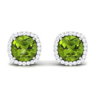 1.75 CT Natural Peridot Stud Earrings with Diamond Halo Peridot - ( AAA ) - Quality - Rosec Jewels