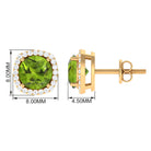 1.75 CT Natural Peridot Stud Earrings with Diamond Halo Peridot - ( AAA ) - Quality - Rosec Jewels