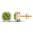 1.75 CT Natural Peridot Stud Earrings with Diamond Halo Peridot - ( AAA ) - Quality - Rosec Jewels