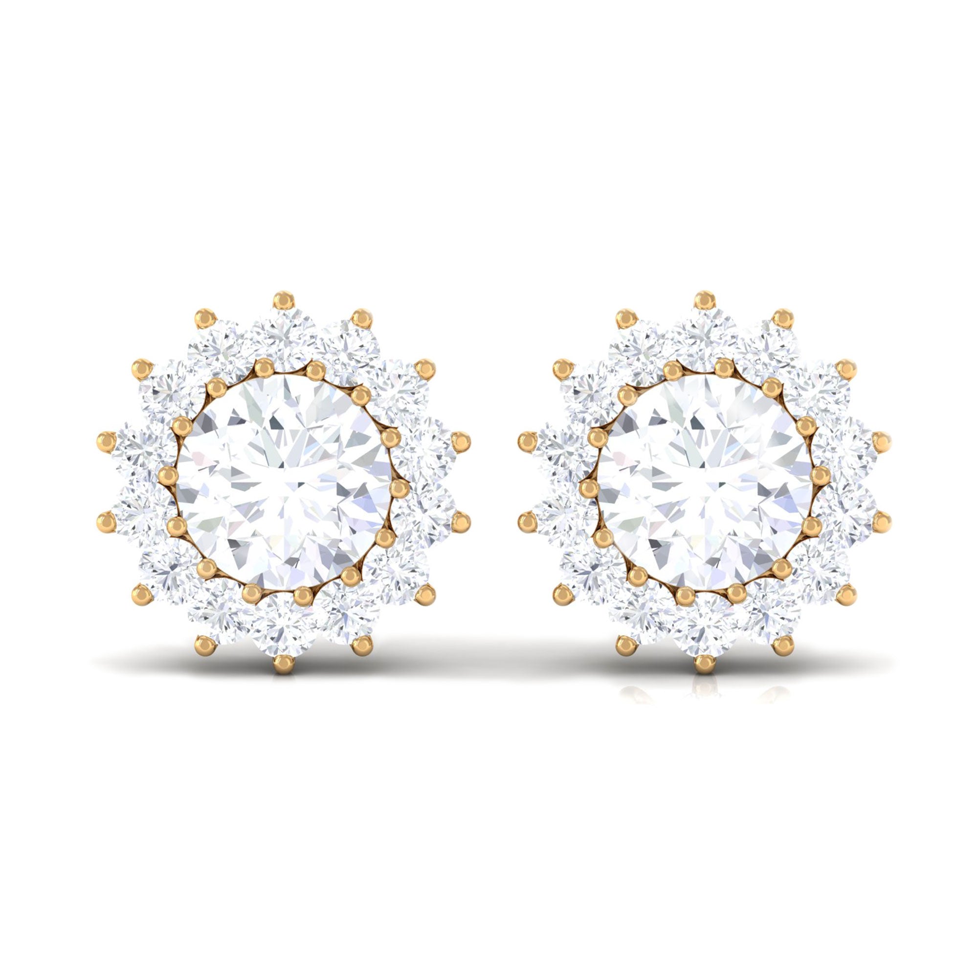 1.75 CT Moissanite Halo Stud Earrings Moissanite - ( D-VS1 ) - Color and Clarity - Rosec Jewels