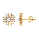 1/4 CT Real Diamond Flower Two Tone Gold Stud Earrings Diamond - ( HI-SI ) - Color and Clarity - Rosec Jewels