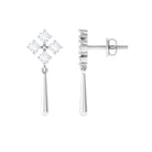 1/2 CT Natural Diamond Flower Drop Dangle Earrings Diamond - ( HI-SI ) - Color and Clarity - Rosec Jewels