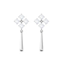 1/2 CT Natural Diamond Flower Drop Dangle Earrings Diamond - ( HI-SI ) - Color and Clarity - Rosec Jewels