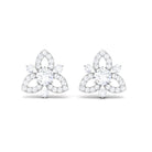 1/2 CT Natural Diamond Flower Stud Earrings in Gold Diamond - ( HI-SI ) - Color and Clarity - Rosec Jewels