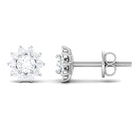 1/2 CT Natural Diamond Halo Stud Earrings in Gold Diamond - ( HI-SI ) - Color and Clarity - Rosec Jewels