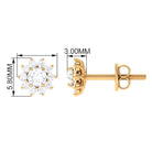 1/2 CT Natural Diamond Halo Stud Earrings in Gold Diamond - ( HI-SI ) - Color and Clarity - Rosec Jewels