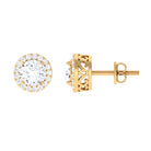 2.25 CT Round Zircon Halo Stud Earring in Gold Zircon - ( AAAA ) - Quality - Rosec Jewels