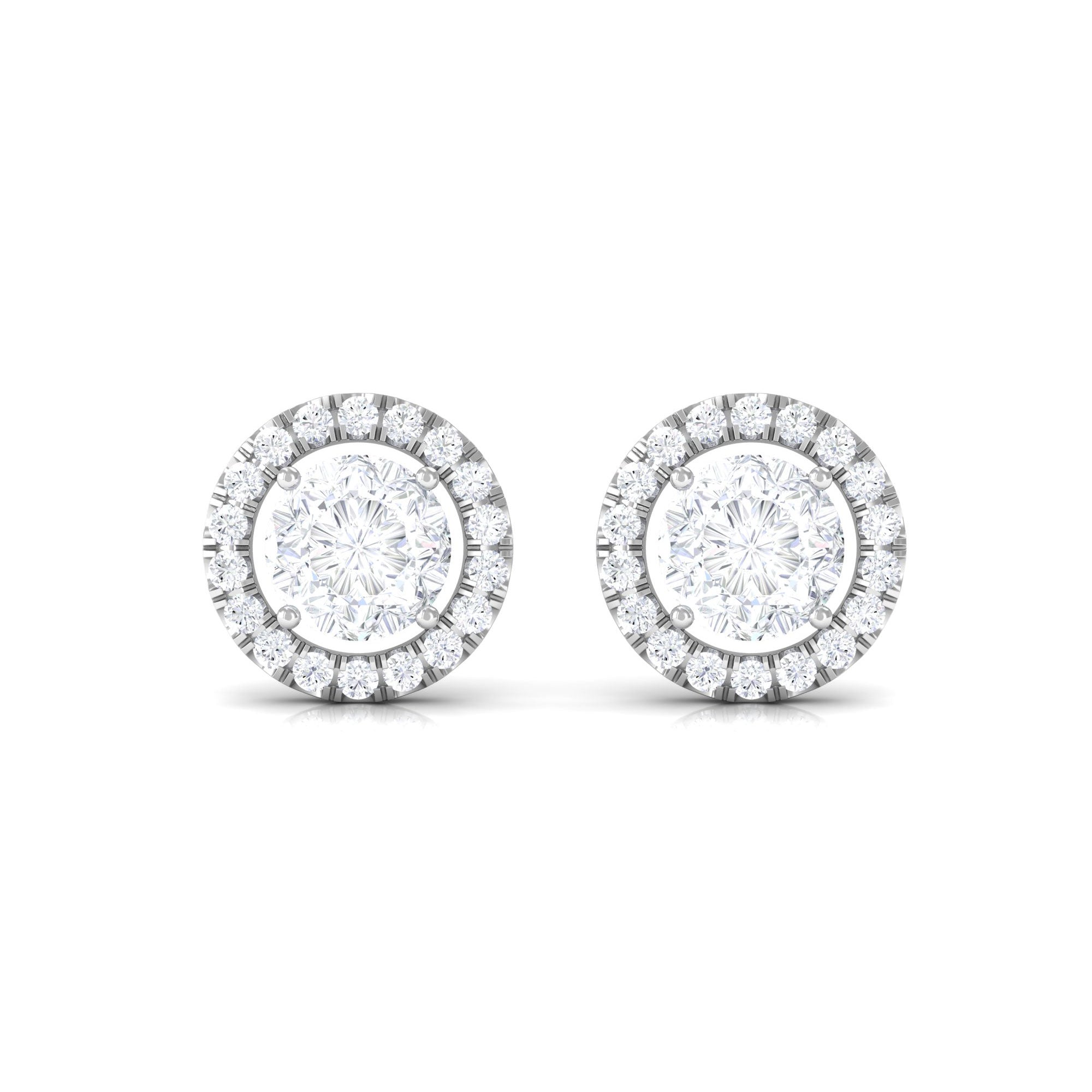 1.50 CT Round Cut Zircon Halo Stud Earrings in Gold Zircon - ( AAAA ) - Quality - Rosec Jewels