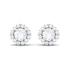 1.50 CT Round Cubic Zirconia Classic Halo Stud Earrings Zircon - ( AAAA ) - Quality - Rosec Jewels