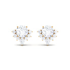 1.50 CT Round and Pear Cut Zircon Stud Earrings with Half Halo Zircon - ( AAAA ) - Quality - Rosec Jewels