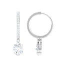 4.75 CT Oval and Round Zircon Hoop Drop Earrings in Gold Zircon - ( AAAA ) - Quality - Rosec Jewels