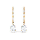 4.75 CT Oval and Round Zircon Hoop Drop Earrings in Gold Zircon - ( AAAA ) - Quality - Rosec Jewels