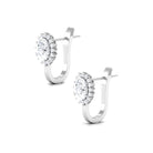 4 CT Oval Cut Zircon Halo Stud Earrings in Gold Zircon - ( AAAA ) - Quality - Rosec Jewels