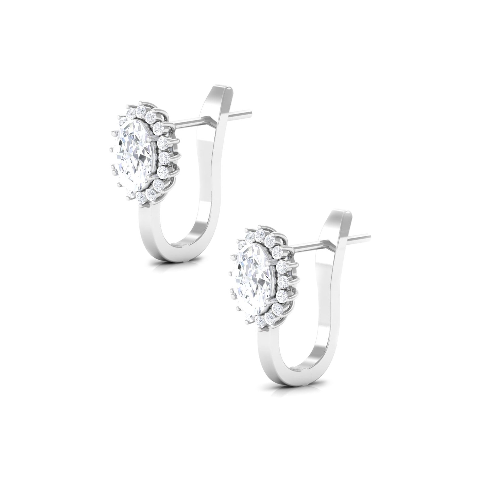 4 CT Oval Cut Zircon Halo Stud Earrings in Gold Zircon - ( AAAA ) - Quality - Rosec Jewels