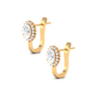 4 CT Oval Cut Zircon Halo Stud Earrings in Gold Zircon - ( AAAA ) - Quality - Rosec Jewels