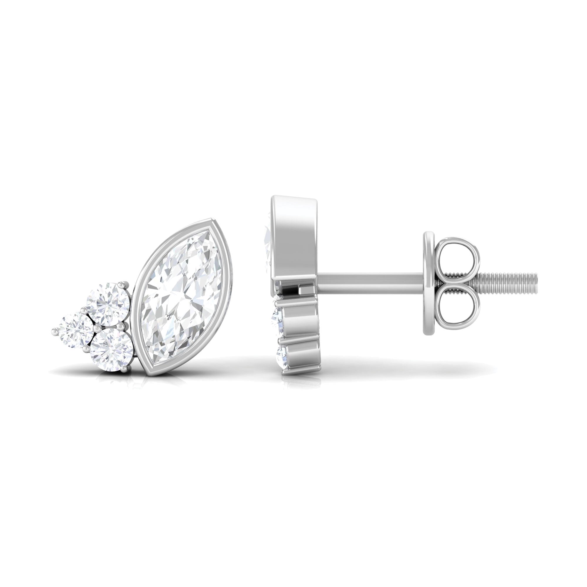 1 CT Marquise and Round Cut Zircon Trio Stud Earrings Zircon - ( AAAA ) - Quality - Rosec Jewels