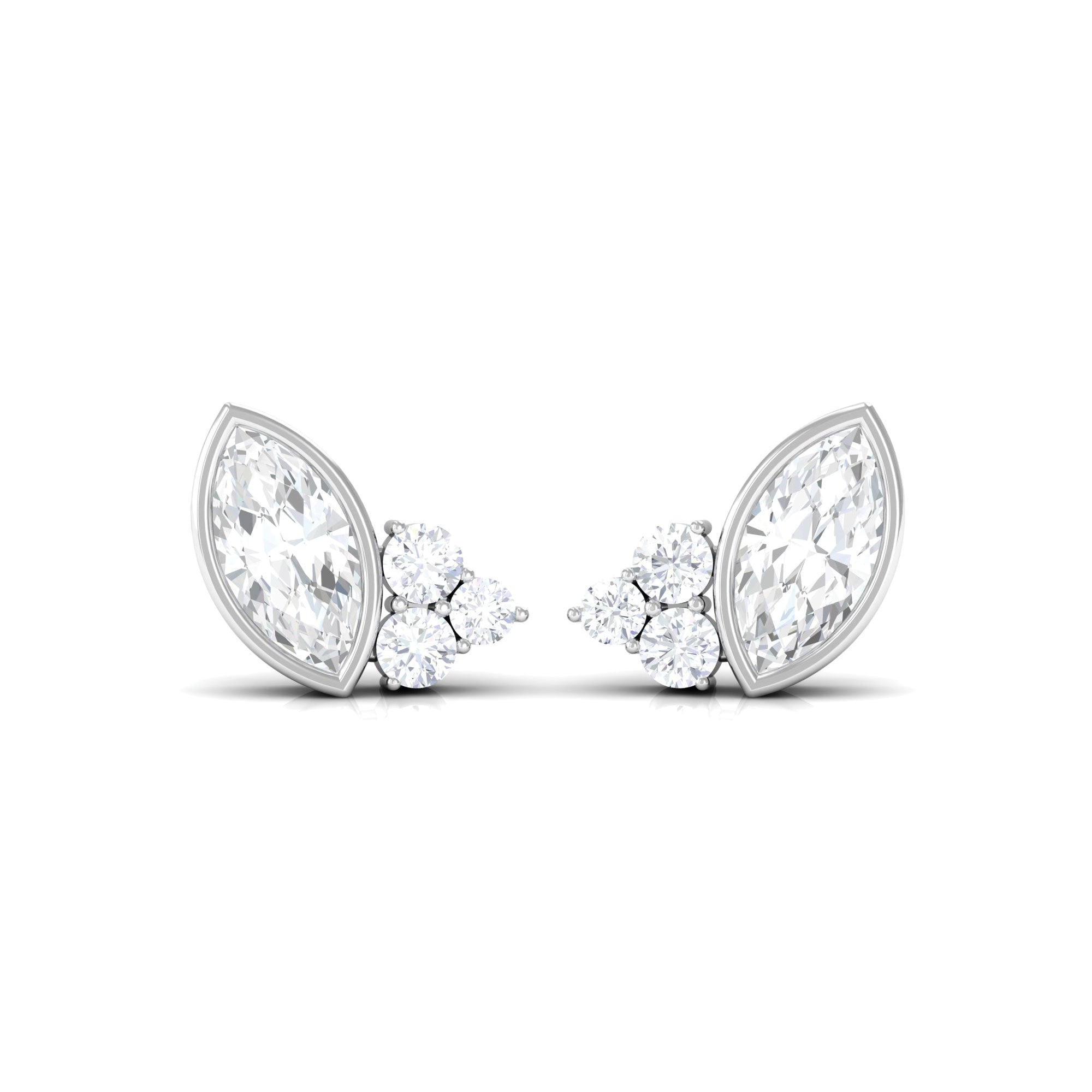 1 CT Marquise and Round Cut Zircon Trio Stud Earrings Zircon - ( AAAA ) - Quality - Rosec Jewels