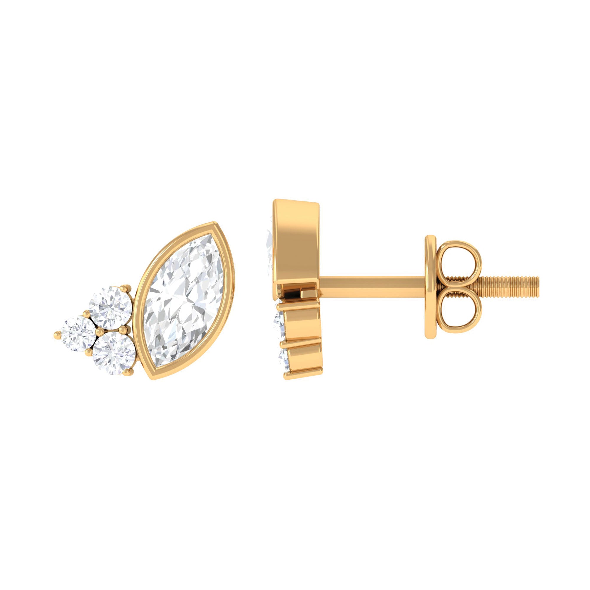 1 CT Marquise and Round Cut Zircon Trio Stud Earrings Zircon - ( AAAA ) - Quality - Rosec Jewels