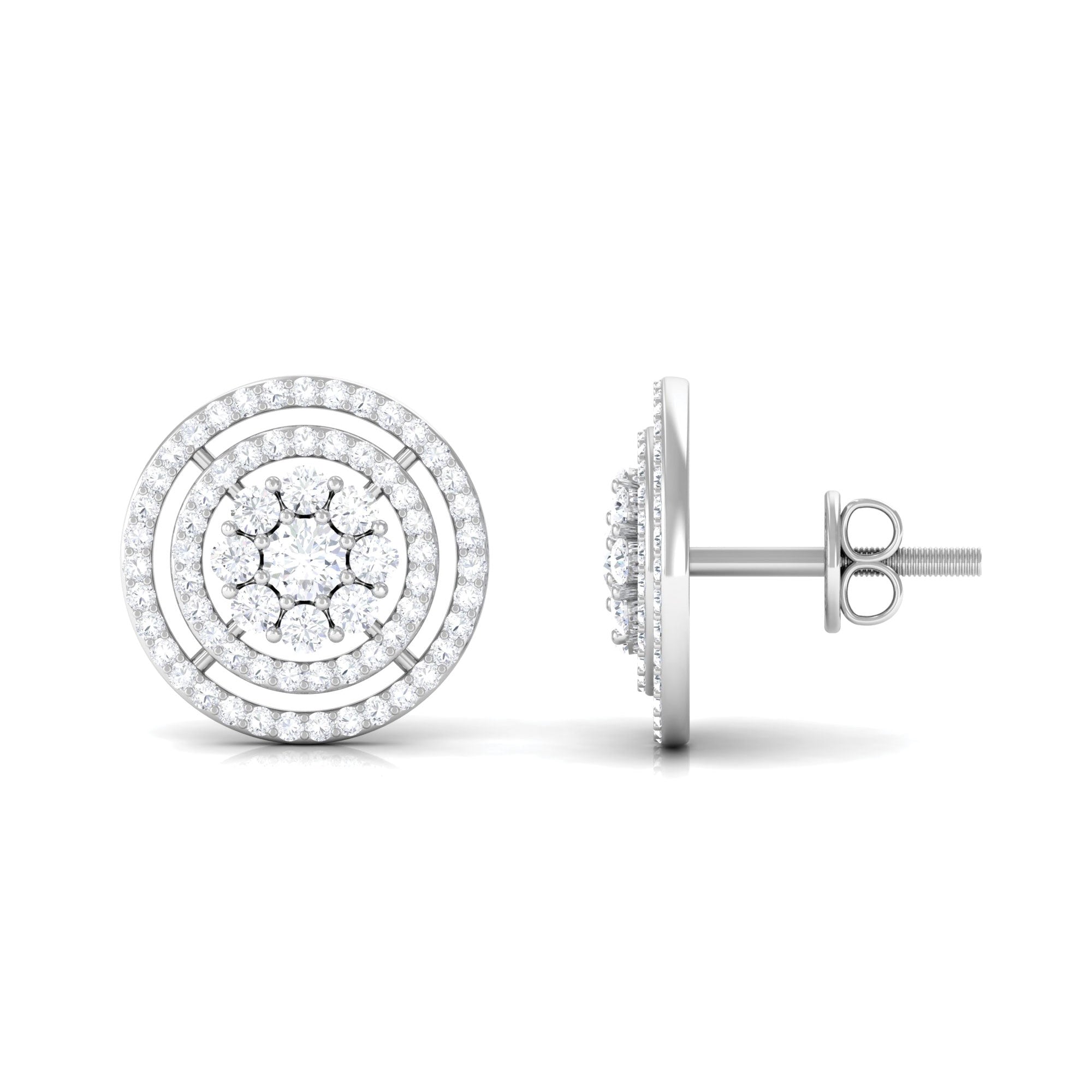 1 CT Classic Round Cubic Zirconia Stud Earrings in Gold Zircon - ( AAAA ) - Quality - Rosec Jewels