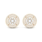 1 CT Classic Round Cubic Zirconia Stud Earrings in Gold Zircon - ( AAAA ) - Quality - Rosec Jewels