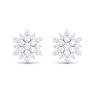 1.50 CT Cubic Zirconia Cluster Stud Earrings in Gold Zircon - ( AAAA ) - Quality - Rosec Jewels