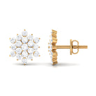 1.50 CT Cubic Zirconia Cluster Stud Earrings in Gold Zircon - ( AAAA ) - Quality - Rosec Jewels