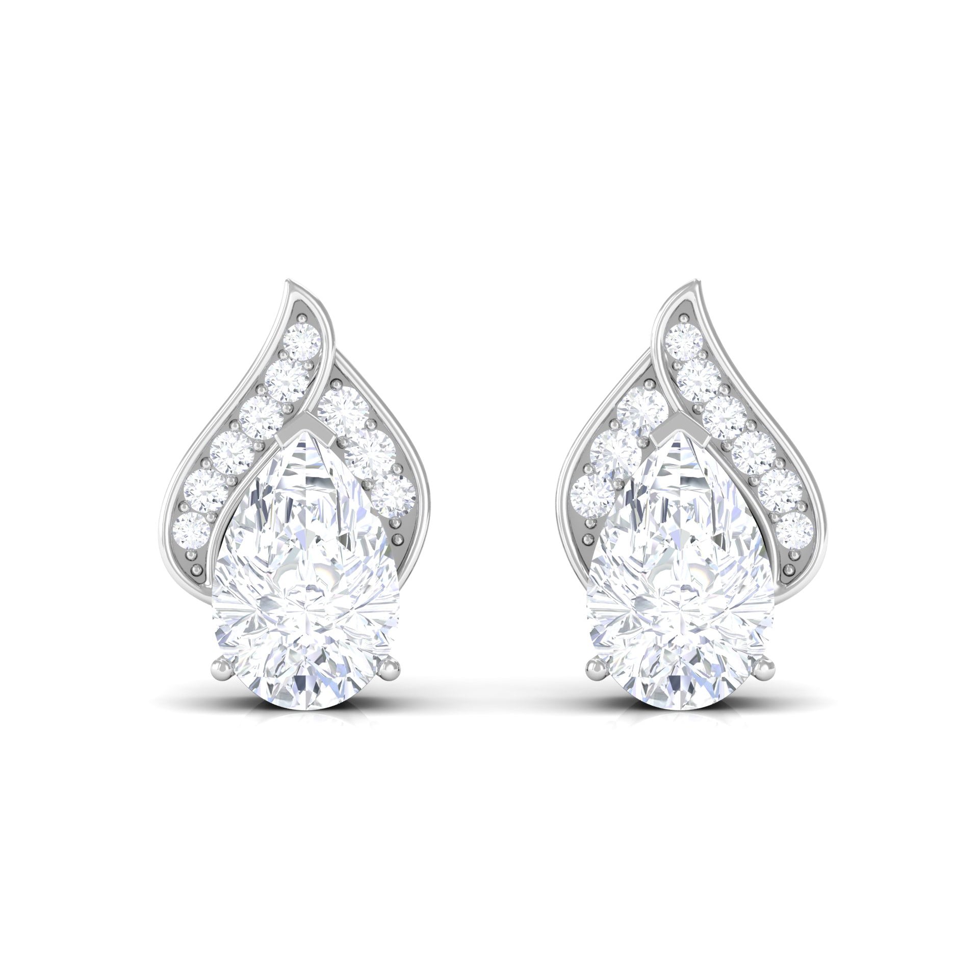 2 CT Classic Cubic Zirconia Stud Earrings in Gold Zircon - ( AAAA ) - Quality - Rosec Jewels