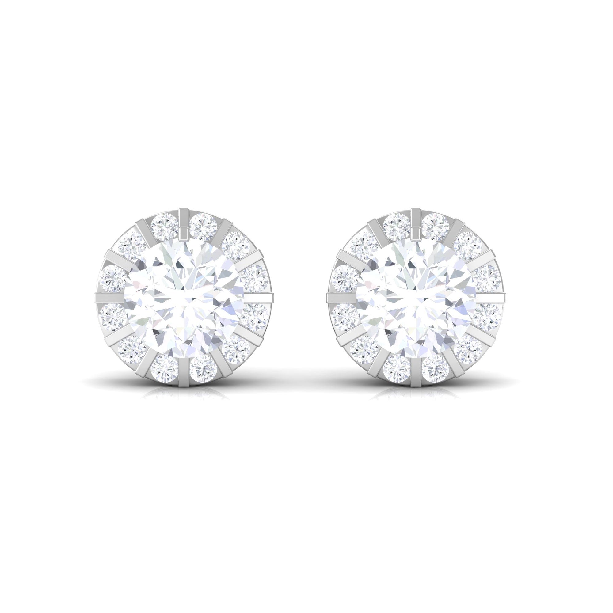 1.25 CT Round Zircon Antique Halo Stud Earrings Zircon - ( AAAA ) - Quality - Rosec Jewels