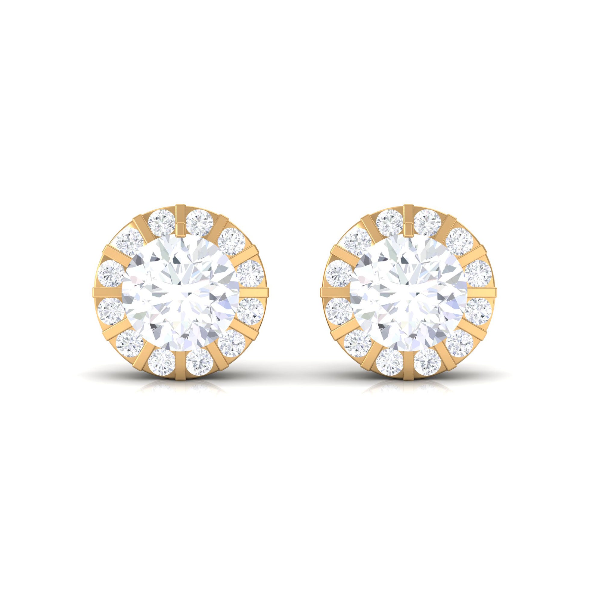 1.25 CT Round Zircon Antique Halo Stud Earrings Zircon - ( AAAA ) - Quality - Rosec Jewels