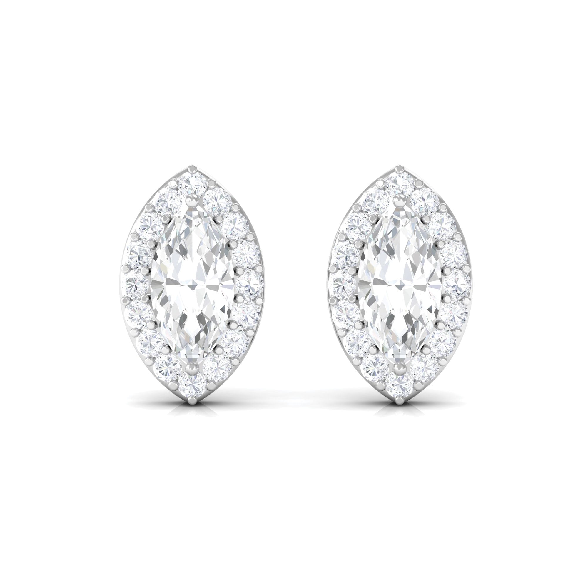 1 CT Marquise Cut Zircon Halo Stud Earrings Zircon - ( AAAA ) - Quality - Rosec Jewels