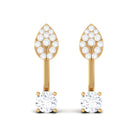 1/2 CT Certified Zircon Gold Leaf Jacket Earrings Zircon - ( AAAA ) - Quality - Rosec Jewels