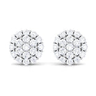 1.25 CT Real Diamond Cluster Stud Earrings Diamond - ( HI-SI ) - Color and Clarity - Rosec Jewels