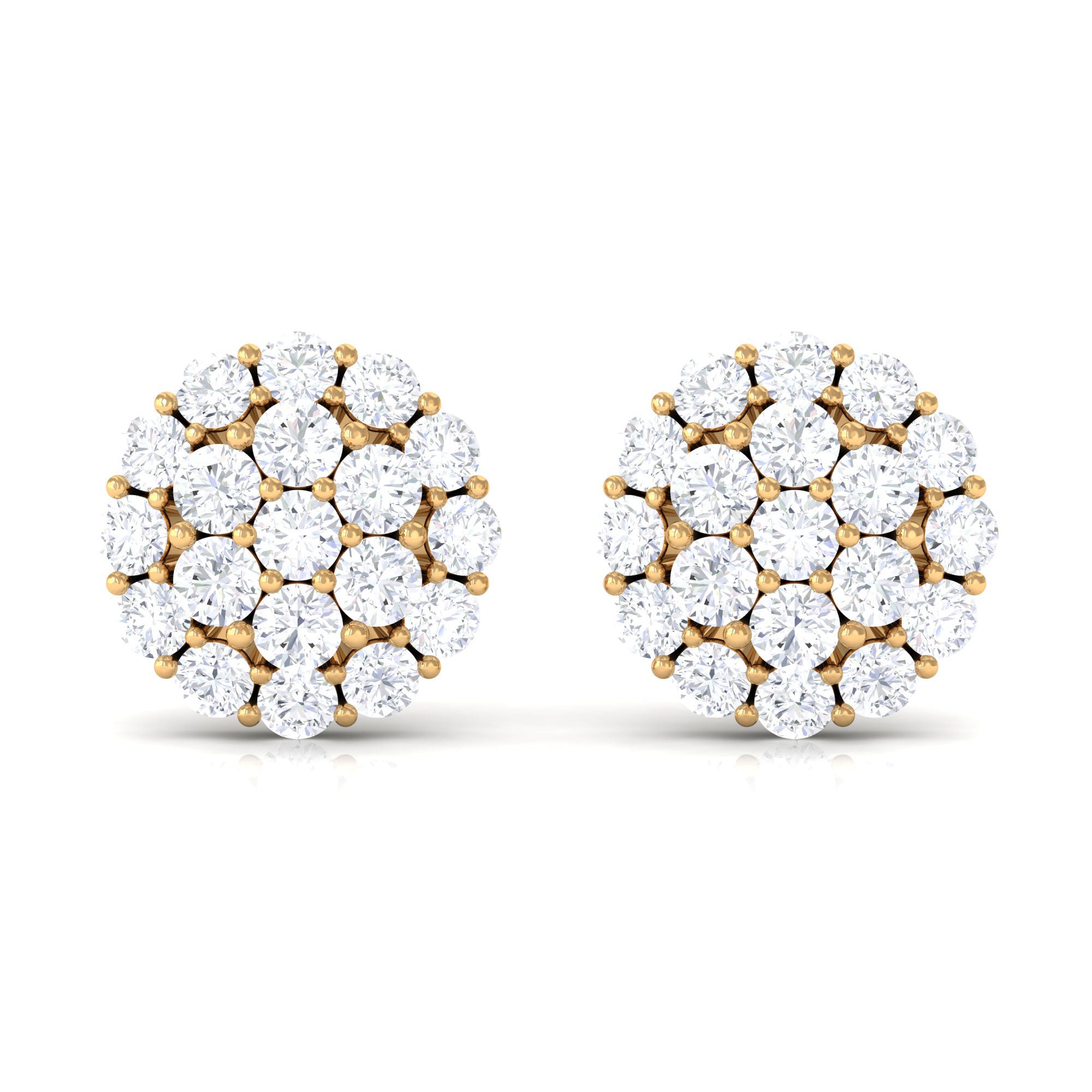 1.25 CT Real Diamond Cluster Stud Earrings Diamond - ( HI-SI ) - Color and Clarity - Rosec Jewels