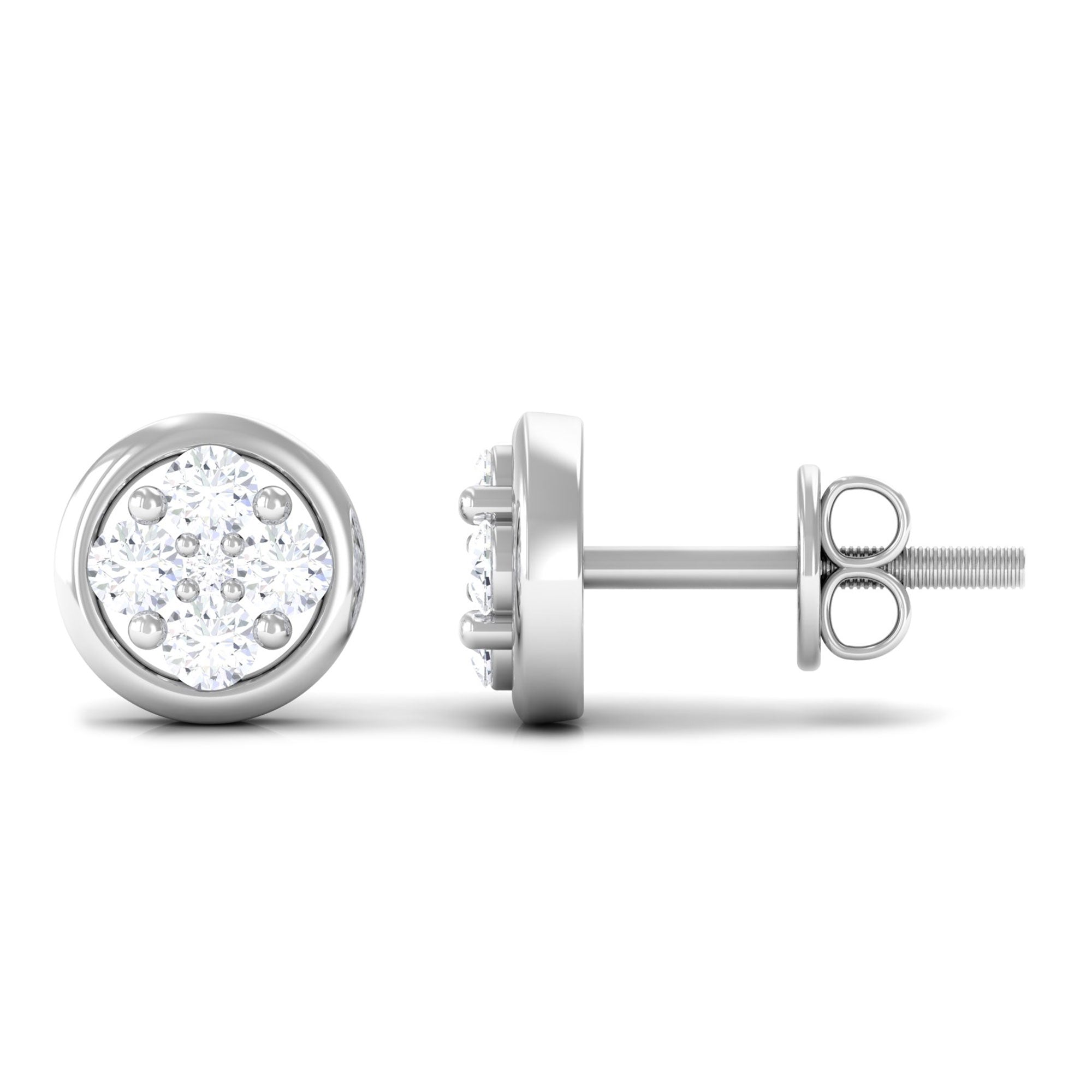 1/2 CT Minimal Diamond Stud Earrings in Prong Setting Diamond - ( HI-SI ) - Color and Clarity - Rosec Jewels