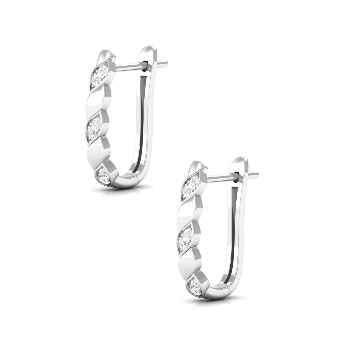 1/4 CT Natural Diamond J Hoop Earrings Diamond - ( HI-SI ) - Color and Clarity - Rosec Jewels