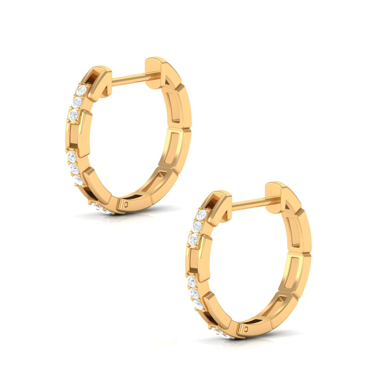 1/4 CT Diamond Gold Simple Hinged Hoop Earrings Diamond - ( HI-SI ) - Color and Clarity - Rosec Jewels