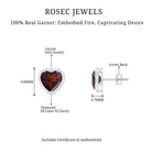 8.25 CT Heart Shape Garnet Stud Earrings with Diamond Halo Garnet - ( AAA ) - Quality - Rosec Jewels