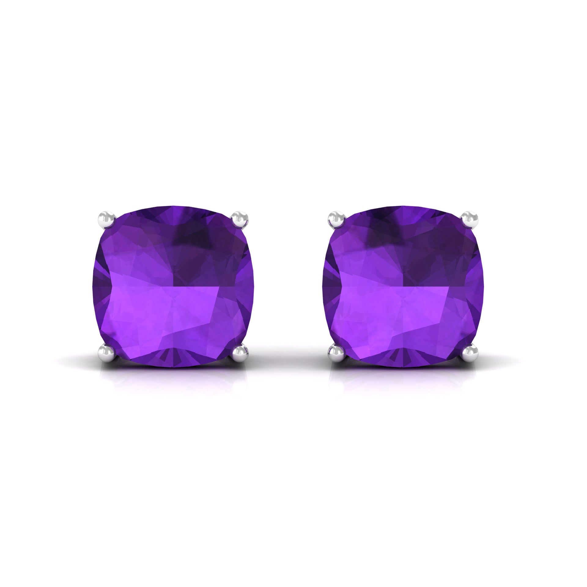 2.50 CT Cushion Cut Amethyst Solitaire Stud Earring Amethyst - ( AAA ) - Quality - Rosec Jewels