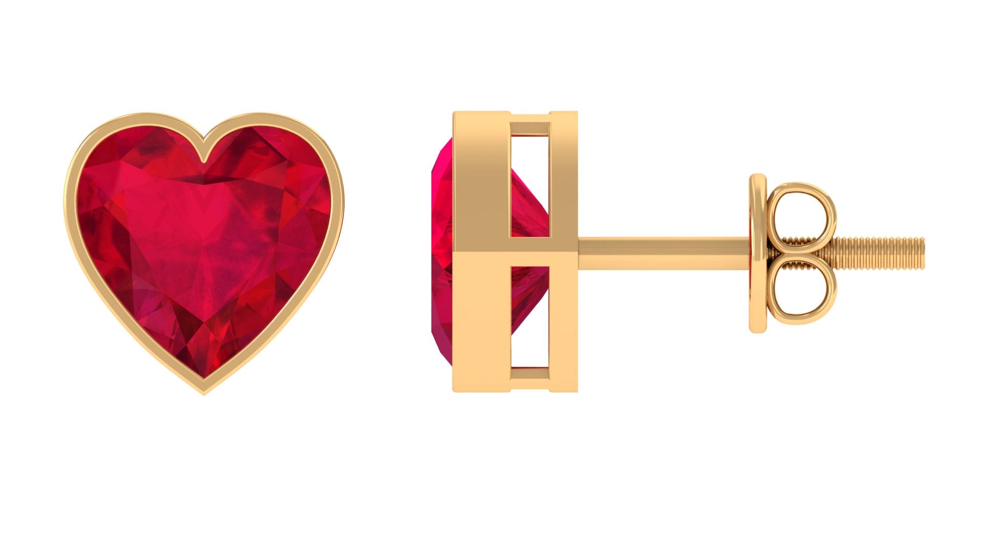 Lab Grown Ruby Heart Shape Stud Earrings Lab Created Ruby - ( AAAA ) - Quality - Rosec Jewels