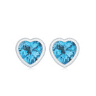 Bezel Set Swiss Blue Topaz Heart Stud Earrings Swiss Blue Topaz - ( AAA ) - Quality - Rosec Jewels