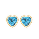 Bezel Set Swiss Blue Topaz Heart Stud Earrings Swiss Blue Topaz - ( AAA ) - Quality - Rosec Jewels