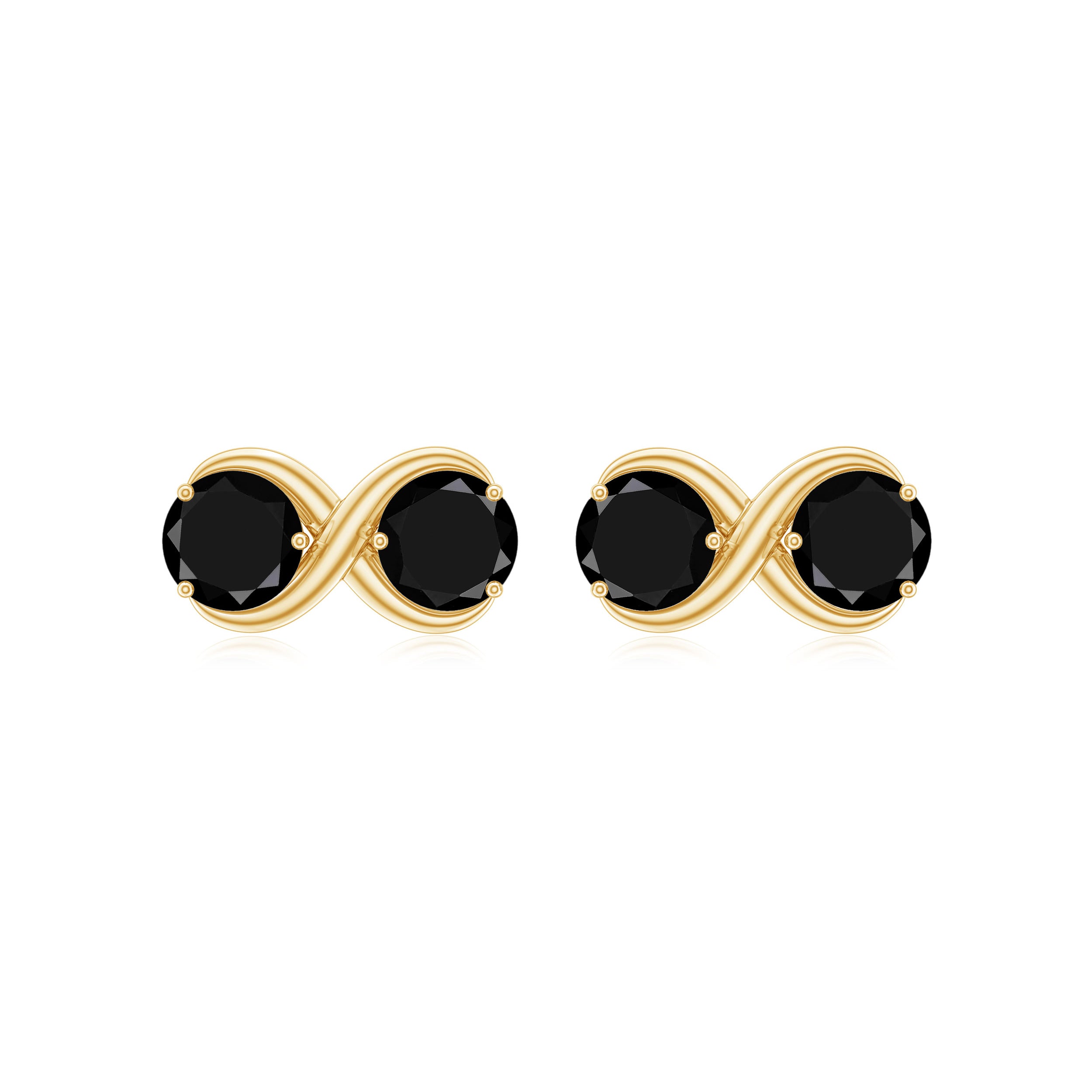 1 CT Simple Black Onyx Two Stone Infinity Stud Earrings Black Onyx - ( AAA ) - Quality - Rosec Jewels